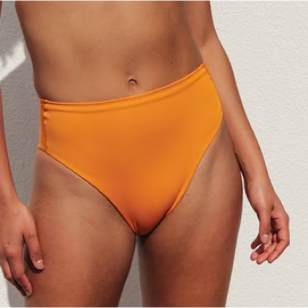 Left On Friday Orange High-Waist Bikini Bottoms